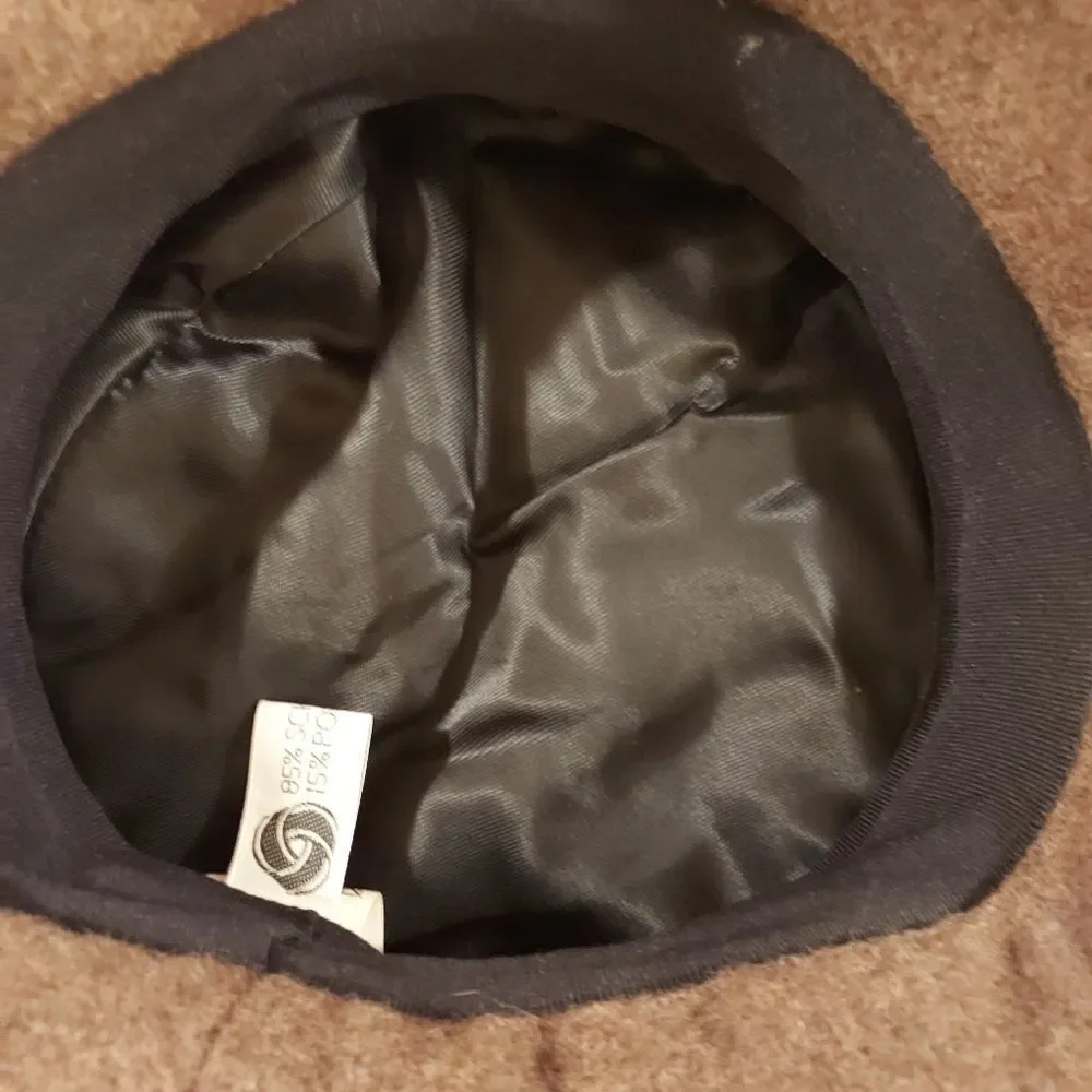 Slouchy Cloche Cap Hat Wool Blend Boho Hat Vintage Brown size M
